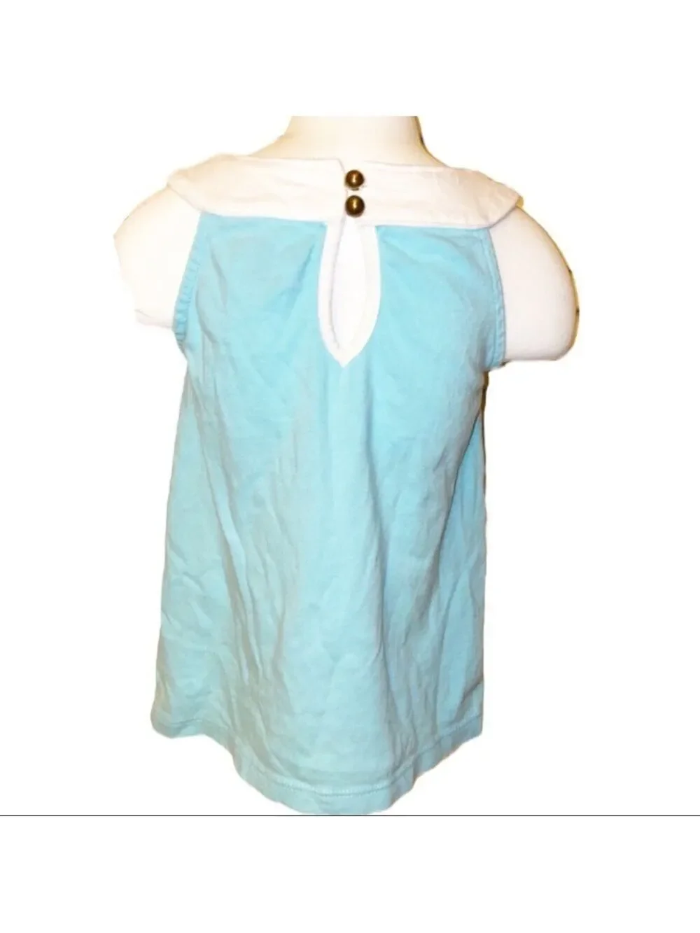 Baby Gap Girls Top Size 3 Years Turquoise White Sleeveless Blouse